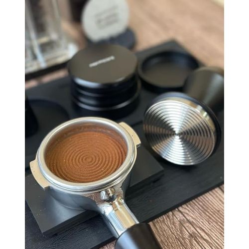  Normcore 58.5mm Espresso Coffee Tamper V4 - Spring Loaded Tamper With Stainless Steel Ripple Base - 15lb / 25lb / 30lbs Replacement Springs - Anodized Aluminum Handle and Stand