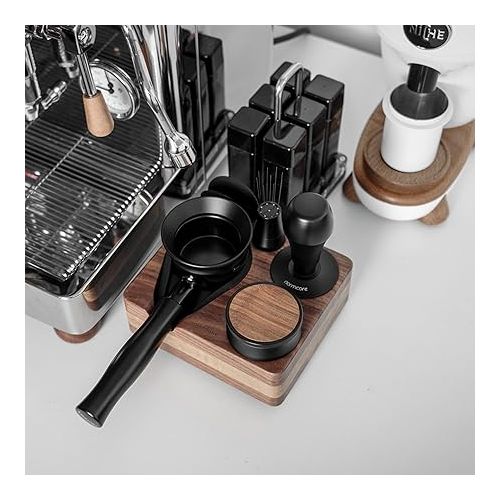  Normcore Compact Tamping Station - Espresso Tamper Station Base - Genuine American Walnut Tamper Holder - Wooden Coffee Portafilters Stand Base For 54 /58mm Espresso Machine Accessories