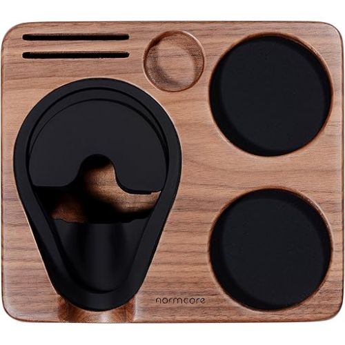  Normcore Compact Tamping Station - Espresso Tamper Station Base - Genuine American Walnut Tamper Holder - Wooden Coffee Portafilters Stand Base For 54 /58mm Espresso Machine Accessories