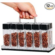 Normcore 12 Tubes Single Dose Espresso Bean Cellars, Coffee Beans Storage Tube Vial Vault with One-Way Exhaust Valve, 12 Pcs Glass Coffee Bean Capsules With Display Stand And Funnel