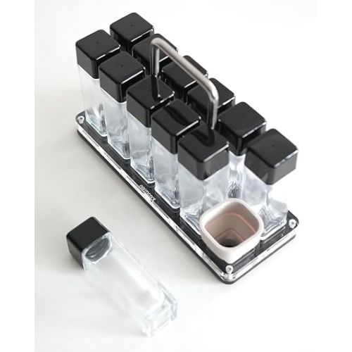  Normcore 12 Tubes Single Dose Espresso Bean Cellars, Coffee Beans Storage Tube Vial Vault with One-Way Exhaust Valve, 12 Pcs Glass Coffee Bean Capsules With Display Stand And Funnel