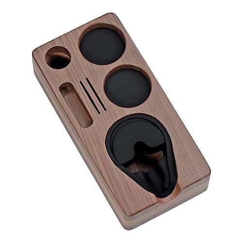  Normcore Espresso Tamping Station, Natural American Walnut Coffee Tamper Station Base Holder Stand for 51/54/58mm Portafilter, Tamper, and Distributor, Puck Screen Espresso Accessories