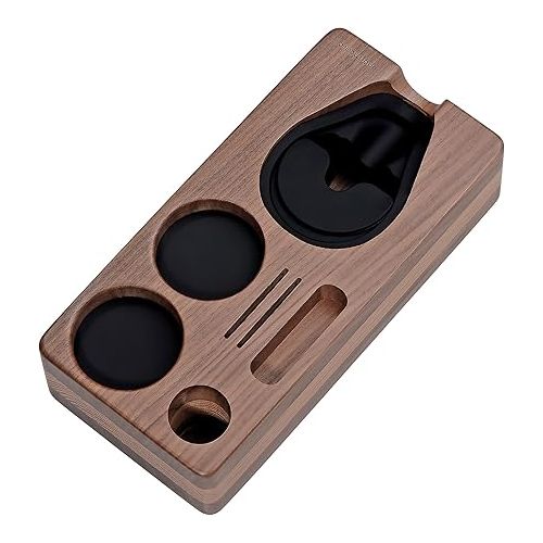  Normcore Espresso Tamping Station, Natural American Walnut Coffee Tamper Station Base Holder Stand for 51/54/58mm Portafilter, Tamper, and Distributor, Puck Screen Espresso Accessories