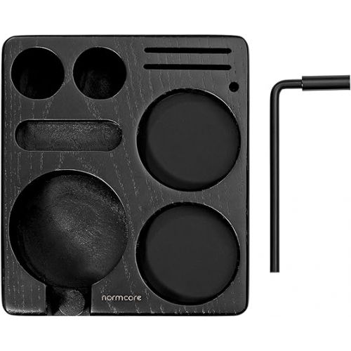  Normcore Compact Tamping Station - Espresso Black Ashwood Tamper Station Base - Genuine American Black Ashwood Tamper Holder Portafilters Stand For 51mm 54mm Espresso Machine Accessories