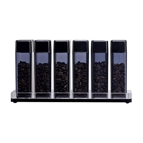  Normcore Single Dose Coffee Bean Storage Containers - 12 Tubes Espresso Bean Cellars with Stand & Hopper - One-Way Exhaust Valve - Capacity 25-28g - Lt Smoke Grey