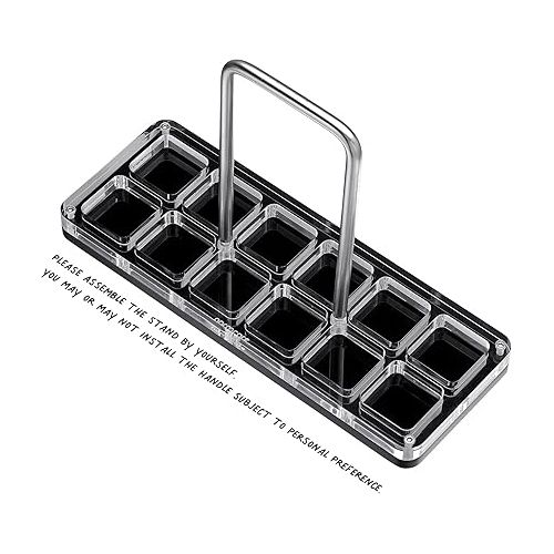  Normcore Single Dose Coffee Bean Storage Containers - 12 Tubes Espresso Bean Cellars with Stand & Hopper - One-Way Exhaust Valve - Capacity 25-28g - Lt Smoke Grey