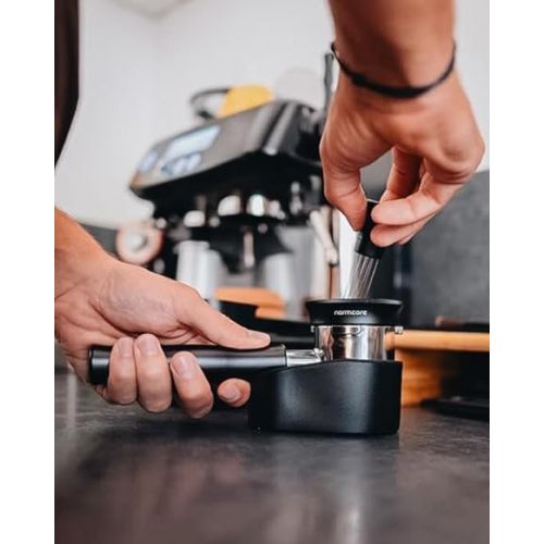  Normcore Portafilter Holder - Bottomless Portafilter Tamping Station - 304 Stainless Steel With Silicon Espresso Holder Tamper Stand Fits 54mm 58mm Espresso Machines Portafilter