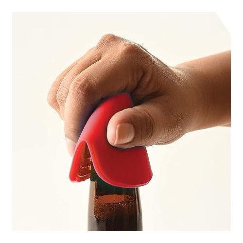  Norpro 3-in-1 Silicone Pinch Grips Set of 2 - Bottle Opener, Oven Rack Push/Pull & Mini Funnel, black and red