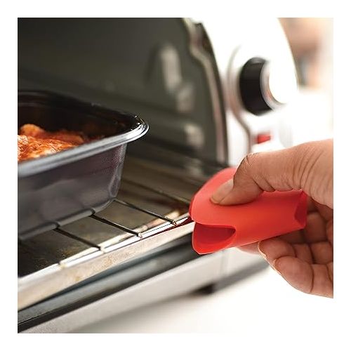  Norpro 3-in-1 Silicone Pinch Grips Set of 2 - Bottle Opener, Oven Rack Push/Pull & Mini Funnel, black and red