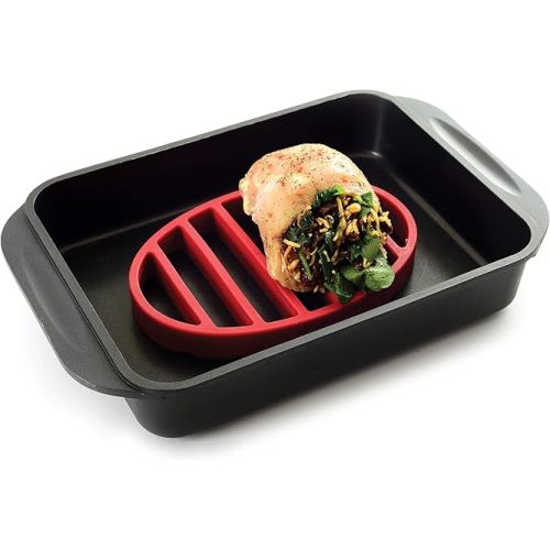  Norpro 405 Oval Silicone Roast Rack, Red 9x6