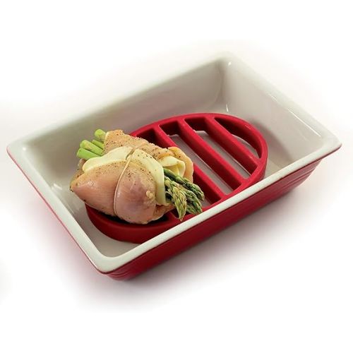  Norpro 405 Oval Silicone Roast Rack, Red 9x6