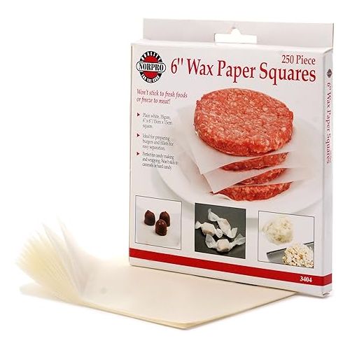  Norpro Square Wax Paper, 250 Pieces, Small, White