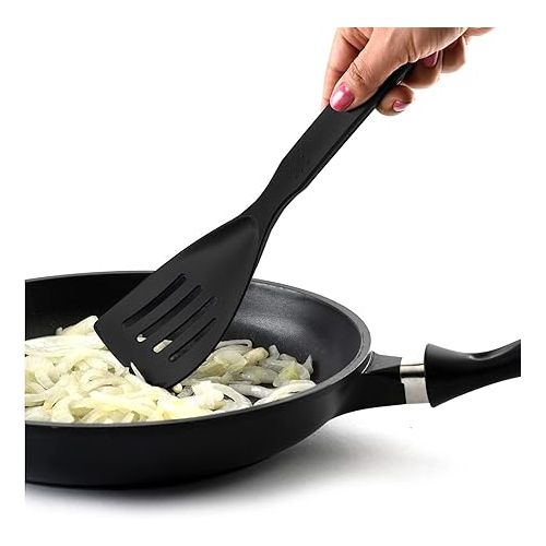  Norpro My FavoriteTM Scoop & Drain Slotted Spatula, Black,One Size Fits All