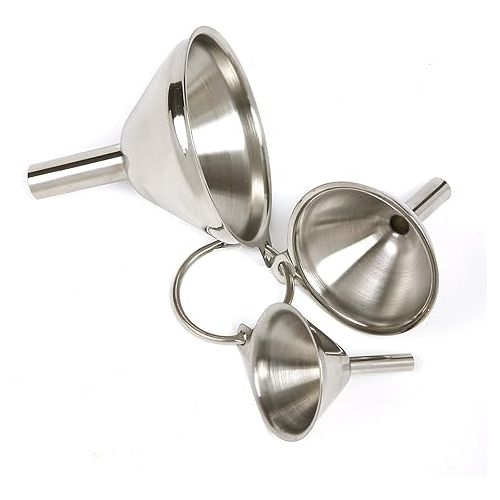  Norpro Stainless Steel Funnels, Set of 3, Silver