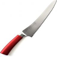 Norpro UNI Knife All Purpose Kitchen 8-inch Serrated Stainless Steel Blade for Tomatoes, Bread, Meat, Red