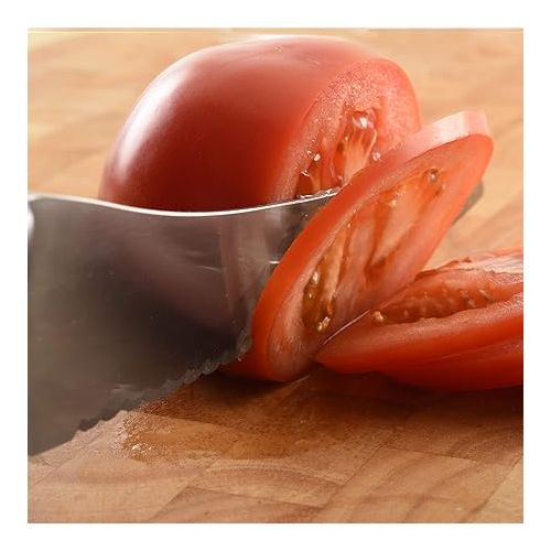  Norpro UNI Knife All Purpose Kitchen 8-inch Serrated Stainless Steel Blade for Tomatoes, Bread, Meat, Red