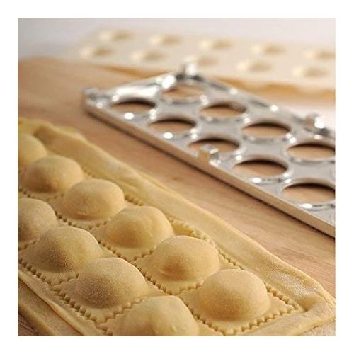  Norpro 3 Piece Ravioli Maker and Press Set with Rolling Pin, Large, White and silver