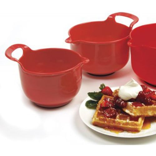  Norpro, Red, Mixing Bowls, Set of 3, 4.5 x 8.75 x 6.75 / 11.5cm x 22cm x 17cm: Kitchen & Dining