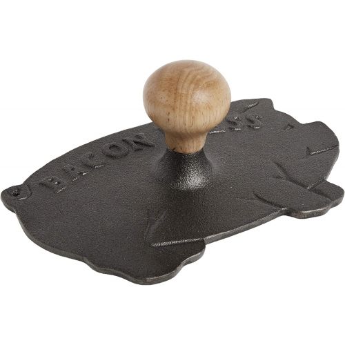  Norpro Cast Iron Pig Shaped Bacon Press with Wood Handle, 8.5in/21.5cm, As Shown: Kitchen & Dining