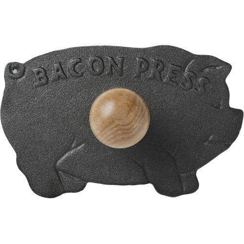  Norpro Cast Iron Pig Shaped Bacon Press with Wood Handle, 8.5in/21.5cm, As Shown: Kitchen & Dining