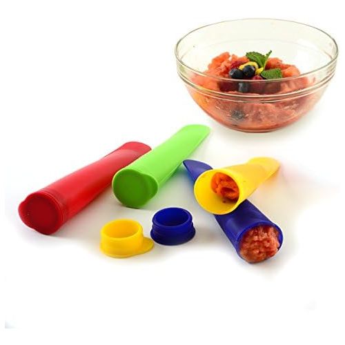  Norpro 431 4-Piece Silicone Ice Pop Maker Set - Assorted Colors: Ice Pop Molds: Kitchen & Dining