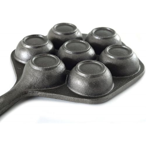  [아마존베스트]Norpro Cast Iron Stuffed Pancake Pan, Munk/Aebleskiver, 2 / 5cm diameter, Black
