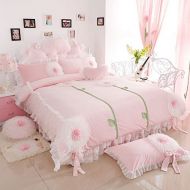 Norson bedding set Norson Cute Girls Bedding Set Queen Size Korean White Lace Ruffle Bedding Set 3PCS(Pink, Twin)