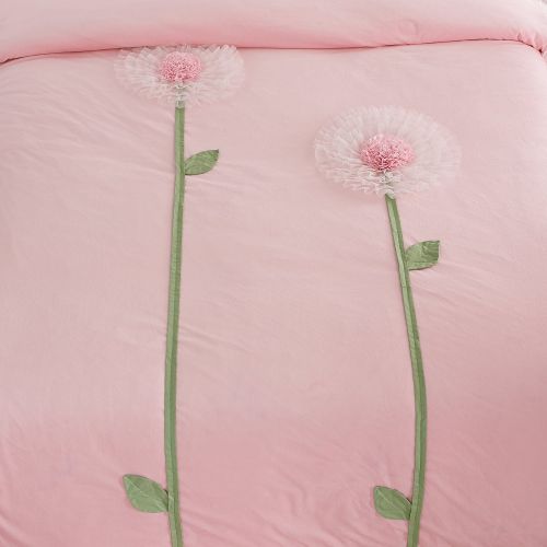  Norson bedding set Norson Cute Girls Bedding Set Queen Size Korean White Lace Ruffle Bedding Set 3PCS(Pink, Twin)