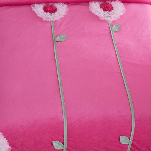  Norson bedding set Norson Cute Girls Bedding Set Queen Size Korean White Lace Ruffle Bedding Set 3PCS(Pink, Twin)