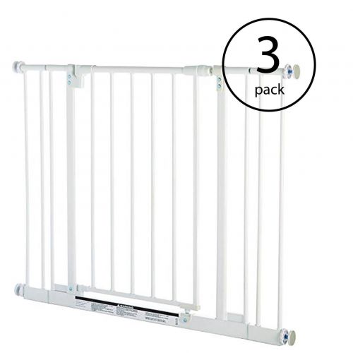  North States Easy Close 38.5 Inch Metal Baby Pet Safety Gate, White (3 Pack)