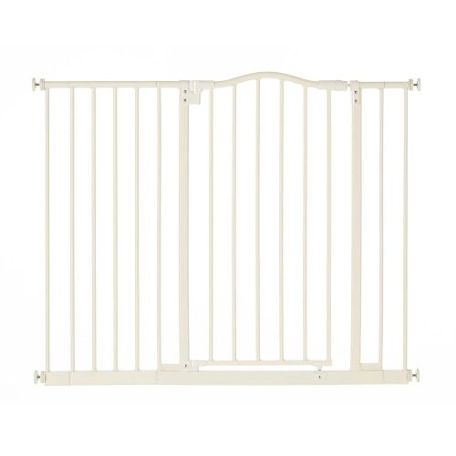  North States North states 46.8 Wide Wide Portico Arch Baby Gate: Decorative heavy-duty metal safety gate with one-hand operation. Pressure Mount. Fits 28.2-46.8 wide (30 tall, Soft White)