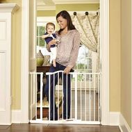 North States North states 46.8 Wide Wide Portico Arch Baby Gate: Decorative heavy-duty metal safety gate with one-hand operation. Pressure Mount. Fits 28.2-46.8 wide (30 tall, Soft White)