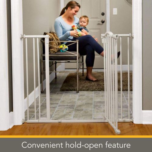  North States 38.25 Arched Auto-Close Baby Gate with Easy-Step: Pressure or hardware mount (mounts included). Two extensions included. Fits 28.5-38.25 wide (30 tall, Gray)