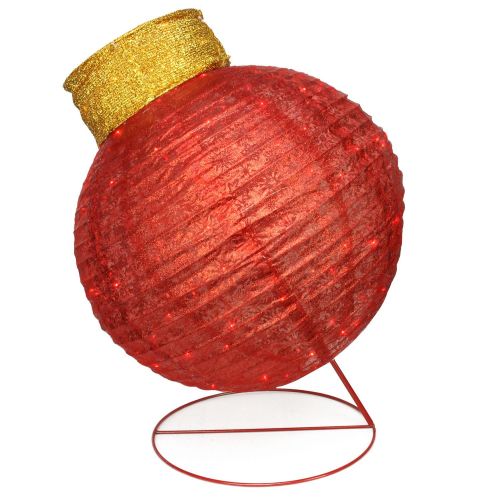  Northlight 36 Pre-Lit Twinkling LED Red Glitter Ball Ornament Christmas Yard Art Decoration