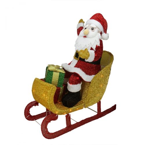  Northlight 29.5 Lighted Tinsel Santa Claus in Sleigh Christmas Outdoor Decoration