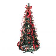 Northlight 6 Prelit Artificial Christmas Tree Gold and Red Plaid Decorated Pop-Up - Multi-Color Lights