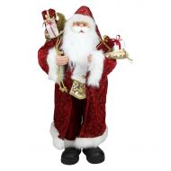 Northlight Standing Santa Claus in Long Red and Gold Robe with Gifts Christmas Figurine