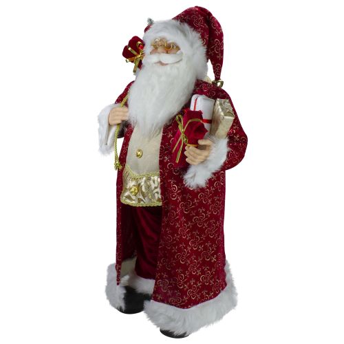  Northlight Standing Santa Claus in Long Red and Gold Robe with Gifts Christmas Figurine