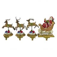 Northlight Glittered Santa and Reindeer Christmas Stocking Holder - Set of 4