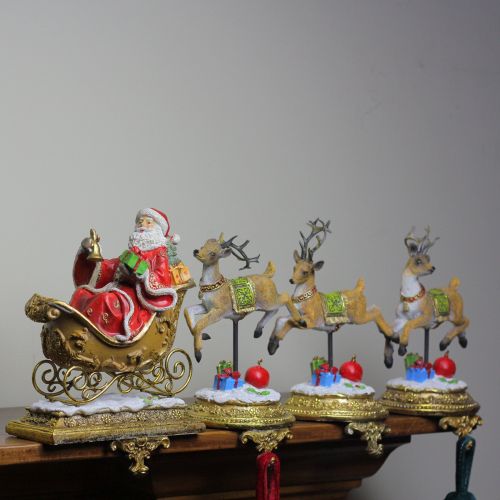  Northlight Glittered Santa and Reindeer Christmas Stocking Holder - Set of 4