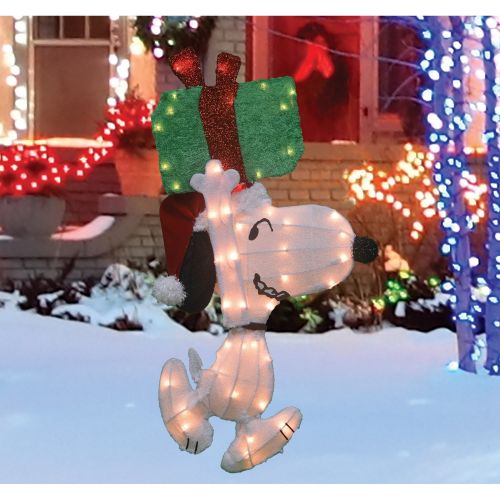  Northlight 32 Pre-Lit Peanuts Snoopy with a Present Christmas Outdoor Decoration