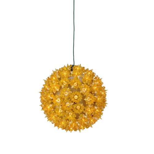  Northlight 7.5 Yellow Lighted Gold Hanging Starlight Sphere Ball Christmas Decoration