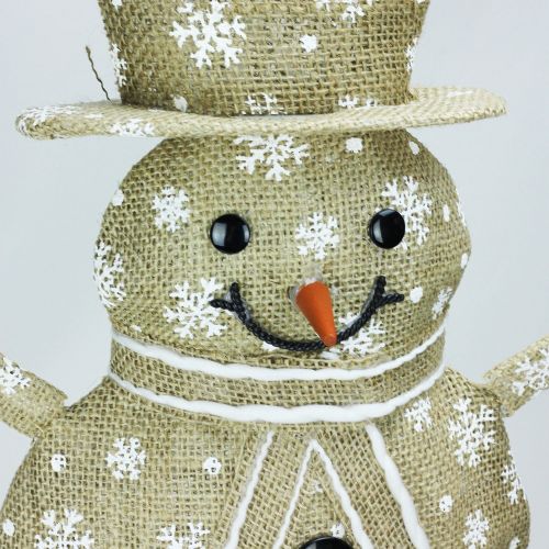  Northlight 24 Lighted Natural Snowflake Burlap Standing Snowman Christmas Outdoor Decoration