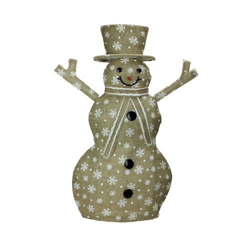  Northlight 24 Lighted Natural Snowflake Burlap Standing Snowman Christmas Outdoor Decoration