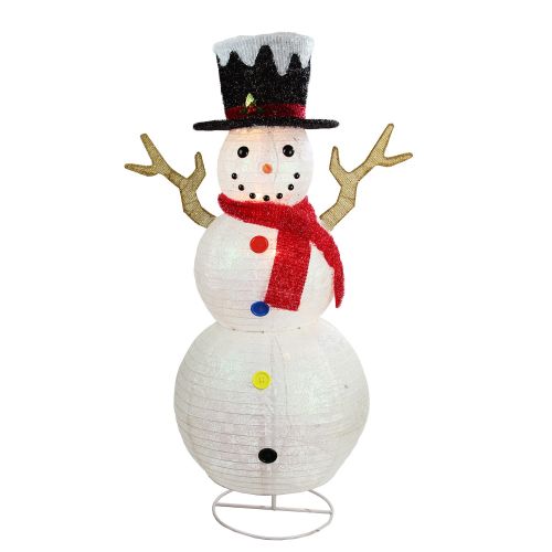  Northlight 48 Pre-Lit Glitter Snowflake Snowman with Top Hat Christmas Outdoor Decoration