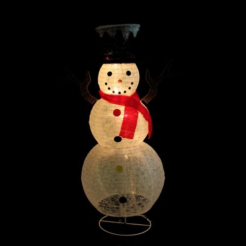  Northlight 48 Pre-Lit Glitter Snowflake Snowman with Top Hat Christmas Outdoor Decoration