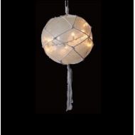 Northlight 11.5 Lighted Roped Off-White Ball Outdoor Christmas Decoration - Clear Lights