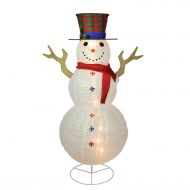 Northlight 72 Pre-Lit Glitter Snowflake Snowman with Plaid Top Hat Outdoor Christmas Yard Art Decoration