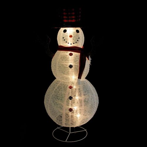 Northlight 72 Pre-Lit Glitter Snowflake Snowman with Plaid Top Hat Outdoor Christmas Yard Art Decoration