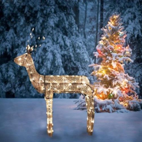  Northlight 48 3-D Glitter Animated Standing Buck Reindeer Lighted Christmas Yard Art Decoration - Clear Lights